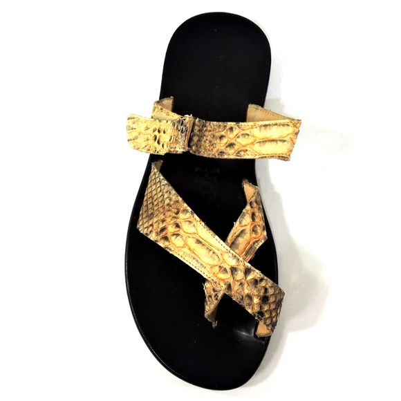 GOODMAN 🇮🇹MEN'SBROWN REAL SNAKE SKIN FLAT COMFORT SUMMER SANDALS
